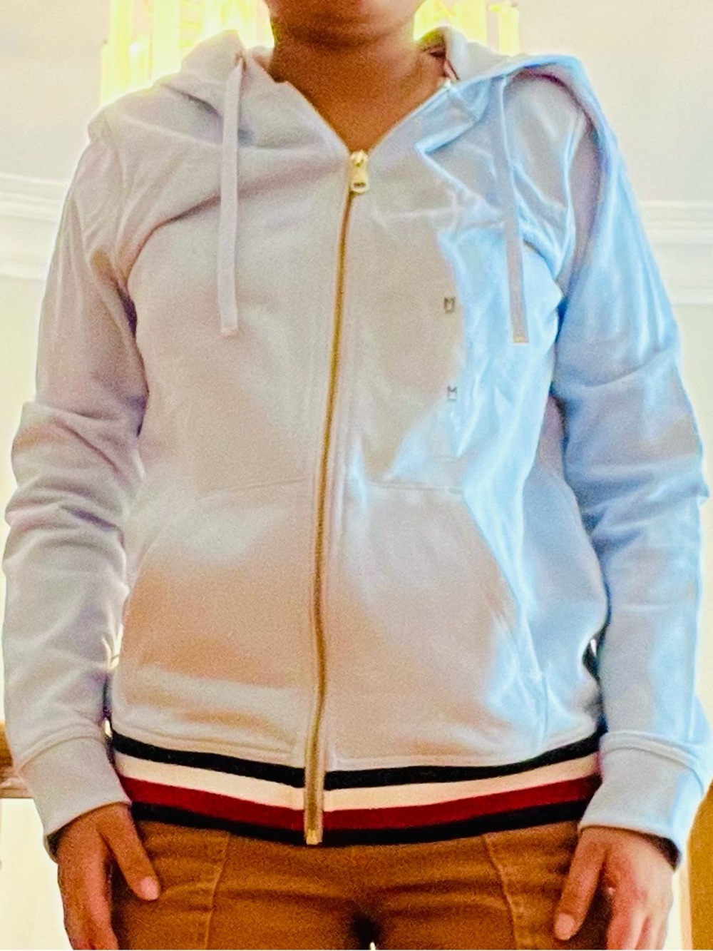 Women’s Size M Light Blue Zip Hoodie with Gold Coloured Zipper NWT